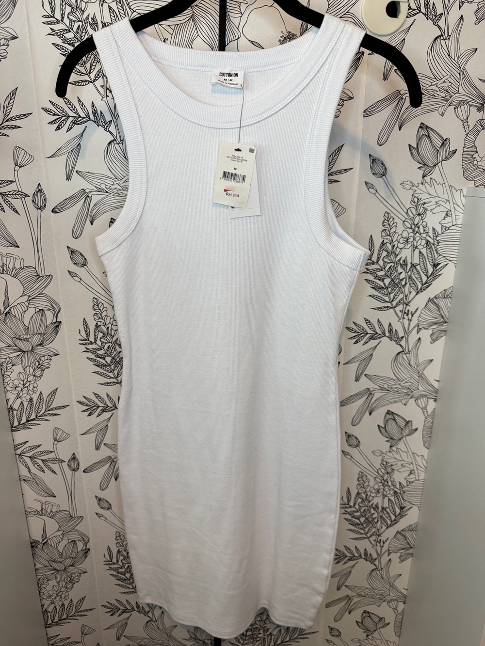 Cotton On White Ribbed Tank Top Dress